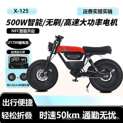 Cross-Border Manufacturers Wholesale 20-Inch Lithium Battery Long Endurance Retro Car Electric Moped Commuter off-Road Snow Beach