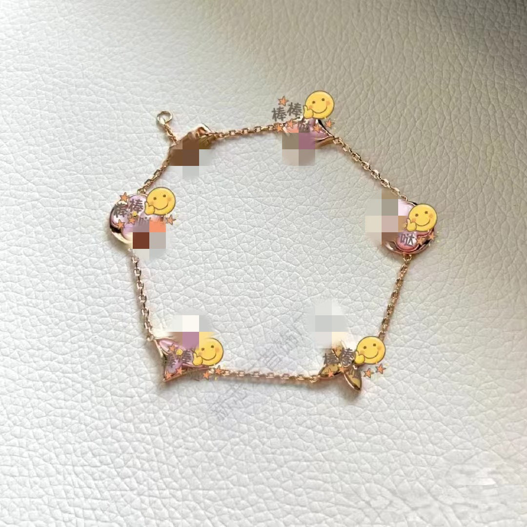 High Version Four-leaf Clover Donkey Home New 5 Flower Bracelet V Female Celebrity Rose Gold Plated Bracelet Fashion Beautiful