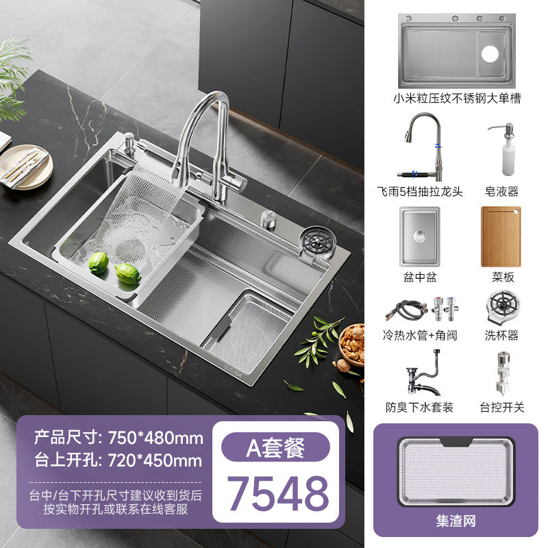 Dishwasher Replacement Extra-Large Single-Slot 304 Stainless Steel Sink Kitchen Dishwashing Sink Vegetable Washing Basin