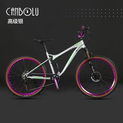 Shock-Absorbing Soft-Tail Mountain Bike Student Bicycle Variable Speed Oil Brake Road Bike Adult Off-Road Men's and Women's Youth Bicycle