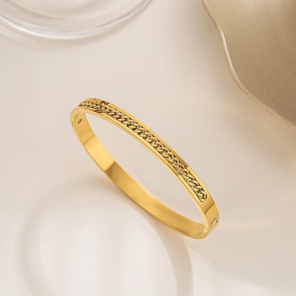 European and American Cross-Border Stainless Steel Bracelet, Titanium Steel Nail Bracelet for Women, Non-Fading, Simple, Versatile, Fashionable and Elegant Bracelet