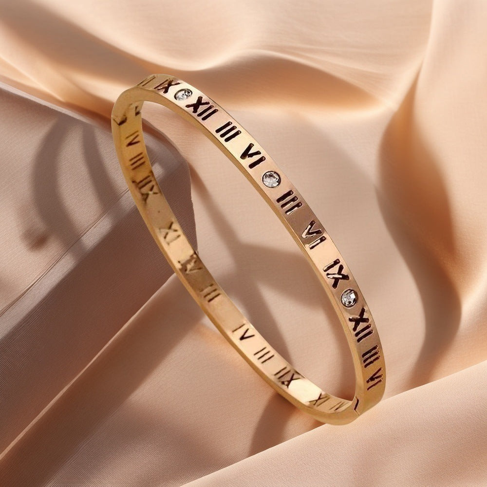 European and American Cross-Border Stainless Steel Bracelet, Titanium Steel Nail Bracelet for Women, Non-Fading, Simple, Versatile, Fashionable and Elegant Bracelet