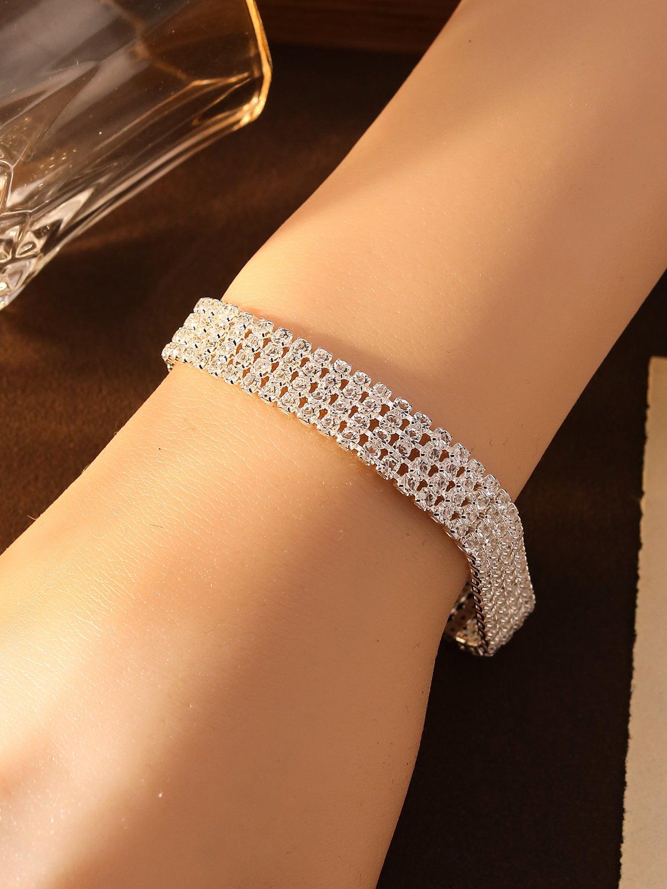 Cross-border Explosive Simple Fashion Rai Diamond Bracelet High-end Korean Style Light Luxury Full Diamond Bracelet European and American Style Personalized Bracelet
