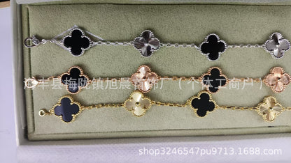 Vanjia V Gold Laser Series Clover Bracelet for Women, Personalized Versatile Fashionable New Jewelry
