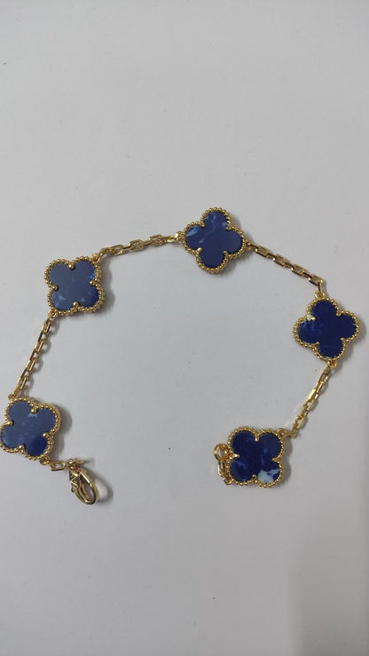 High version 925 silver 9mm small six-flower mini four-leaf clover bracelet women's full diamond natural white fritillary red chalcedony agate