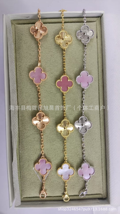 Vanjia V Gold Laser Series Clover Bracelet for Women, Personalized Versatile Fashionable New Jewelry