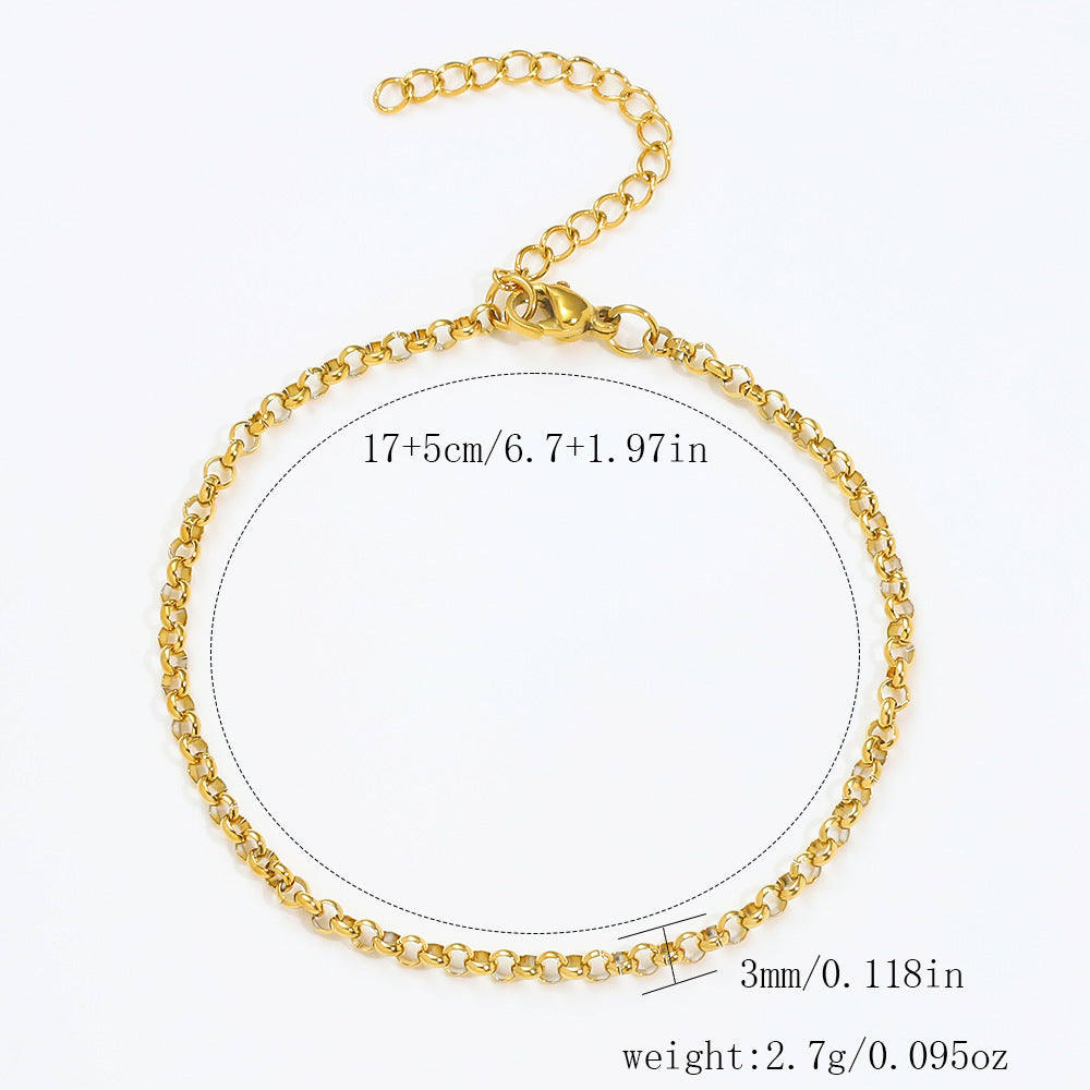 Stainless Steel Bracelet 18K Gold Vacuum Plating Furnace Versatile Simple Everyday Basic Bracelet Color-Preserving Jewelry
