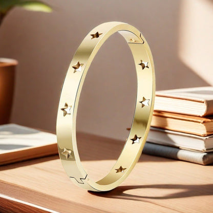 Cross-border Stainless Steel Bracelet Women's High-grade Electroplated Circle Bracelet Diamond Light Luxury Titanium Steel Fashion Jewelry