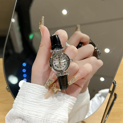 Niche Vintage Women's Watch Simple Casual Belt Exquisite Waterproof Student's Watch French Middle Small Dial Watch for Women