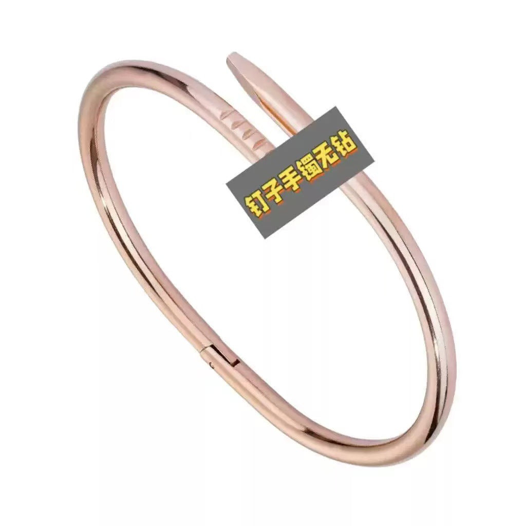 Cross-border Stainless Steel Bracelet Women's High-grade Electroplated Circle Bracelet Diamond Light Luxury Titanium Steel Fashion Jewelry