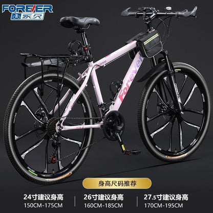 Permanent Aluminum Alloy Oil Disc Bicycle Mountain Bike Men's Variable Speed Adult Teenager Middle School Student Shock Absorbing Road Bicycle