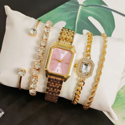 New Trendy Square Women's Quartz Watch Fashion Steel Band Women's Wristwatch Wholesale from Manufacturer in Stock