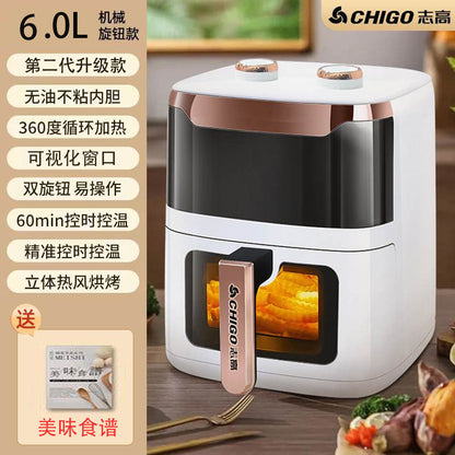 In-Stock Air Fryer for Home Use, New Model, Large Capacity, Intelligent, Multifunctional, Fully Automatic, No Need to Flip, Visible Electric Fryer