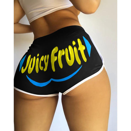 S390076 Amazon Hot Selling European and American Clothing Sexy Tight Shorts Letter Printed Popular Shorts Yoga Pants