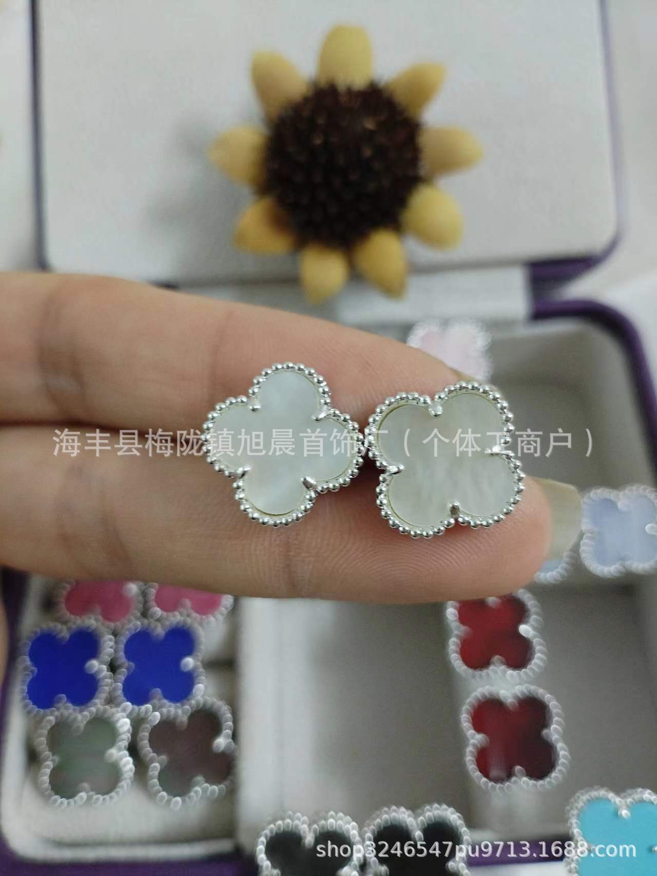 15mm New Fanjia Lucky Clover Ear Studs 18 Rose Gold Light Luxury Niche High-Grade All-Match Light Luxury Earrings