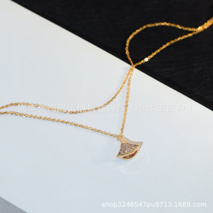 New High Version Plated Mi Gold CNC Seiko Skirt Bracelet High White Fritillaria Fan-shaped Bracelet for Women Light Luxury All-match