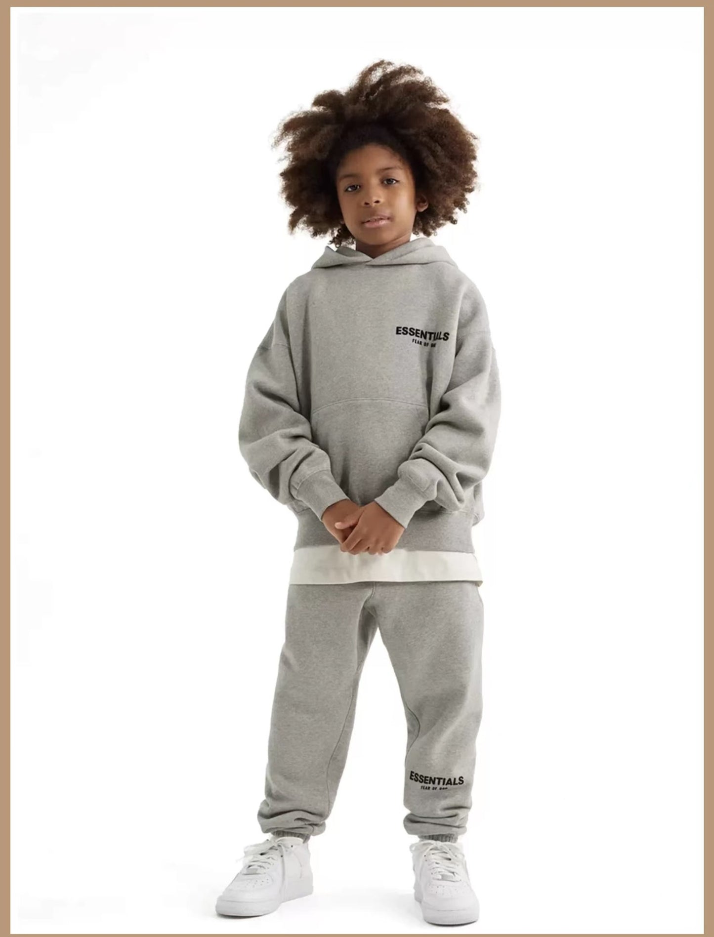 Trendy Brand Children's Clothing Essentials Autumn and Winter Suit Men's and Women's High Street Loose Hooded Fleece Sweater Pants