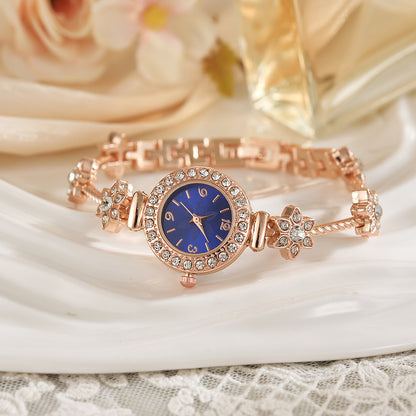 Foreign Trade Internet Celebre New Style Steel Belt Full Diamond Small Round Head Dial Watch Small Small Thin Belt High Color Value Digital Face Bracelet Watch