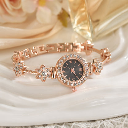 Foreign Trade Internet Celebre New Style Steel Belt Full Diamond Small Round Head Dial Watch Small Small Thin Belt High Color Value Digital Face Bracelet Watch