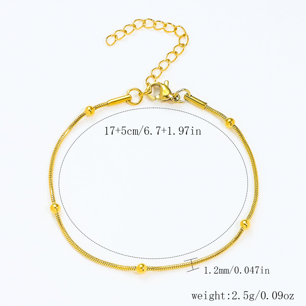 Stainless Steel Bracelet 18K Gold Vacuum Plating Furnace Versatile Simple Everyday Basic Bracelet Color-Preserving Jewelry