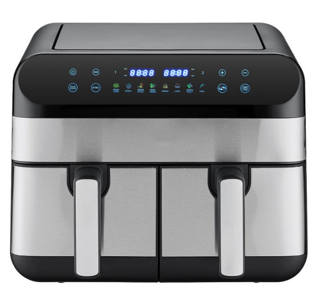 Double Door Double Pot Air Fryer 9L High Power 1800W Heating Touch Screen Electronic Control Household Cross-Border Fryer