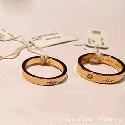 High-Quality Card Ring Love Single Diamond Signature Ring with Diamonds That Will Not Fade, Couple Rings, Men's and Women's Rings Factory Wholesale