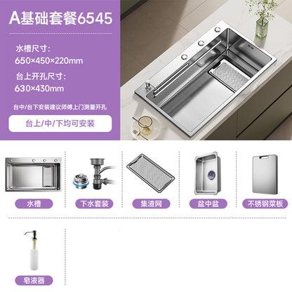 New Slag Collection Stainless Steel 304 Silver Kitchen Sink Large Single Sink Dishwashing Sink Multi-Functional Sink under the Sink