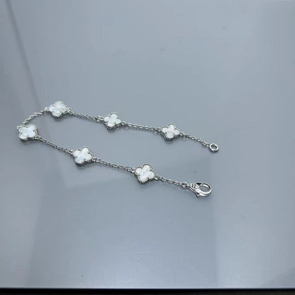 Four-leaf clover mini six-flower bracelet women's high version V gold full diamond bracelet does not fade summer silver bracelet high sense