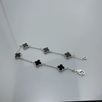 Four-leaf clover mini six-flower bracelet women's high version V gold full diamond bracelet does not fade summer silver bracelet high sense