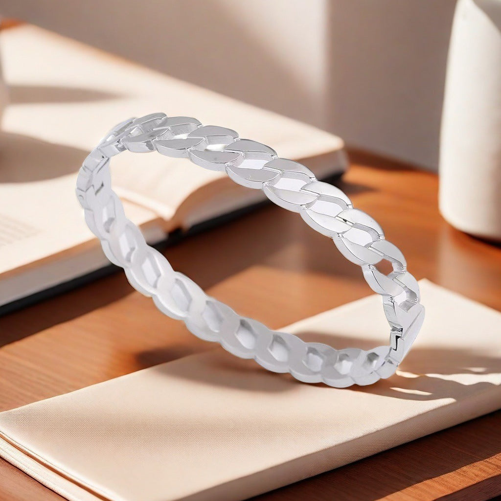 Cross-border Stainless Steel Bracelet Women's High-grade Electroplated Circle Bracelet Diamond Light Luxury Titanium Steel Fashion Jewelry