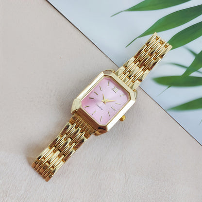 2025 New Light Luxury Steel Band Women's Watch Female Student Fashion Simple Square Quartz Watch Wholesale