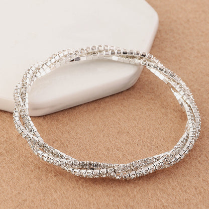 Women's Braided Crystal Bracelet Stretch High-end Bracelet Girlfriend Bracelet Light Luxury Photo Shooting Exquisite Jewelry