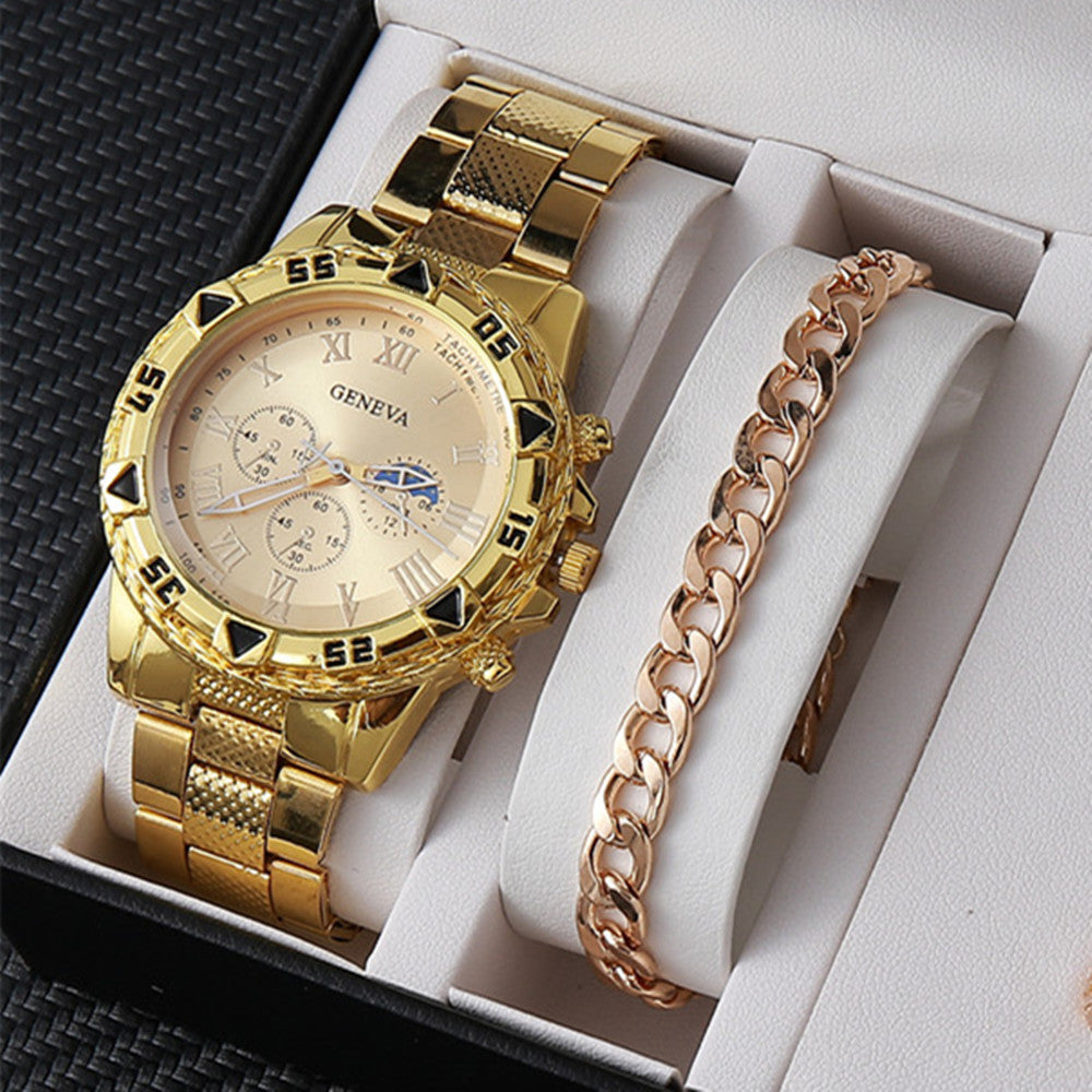 Factory direct sales calendar steel watch men's large dial quartz watch cross-border hot foreign trade men's watches wholesale