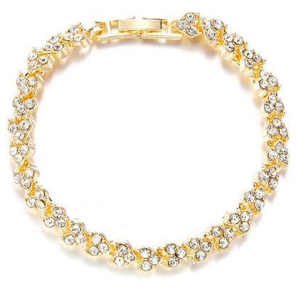 Wish Popular Heart-Shaped Diamond-Plated Silver-Plated Roman Bracelet Girls Fashion Crystal Bracelet Bracelet Bracelet