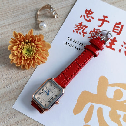 New Style Women's Watch Temperament Retro Roman Blue Needle Scale Design Simple Fashion Square Watch Quartz Watch