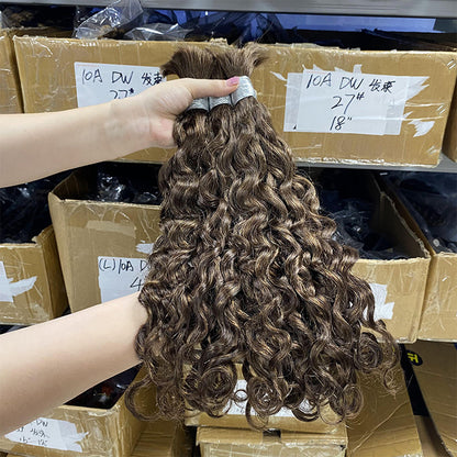 Customized Human Wig Deep Curly Multi-Color Hair Bundle Bulk Human Hair Real Hair Wig