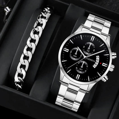 Factory direct sales calendar steel watch men's large dial quartz watch cross-border hot foreign trade men's watches wholesale