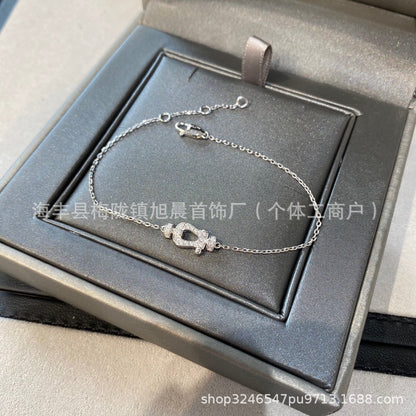 Fred Horseshoe Mini small size Full of Diamond Gifts Ins Lucky Small Bracelet Nautical Buckle Bracelet Necklace
