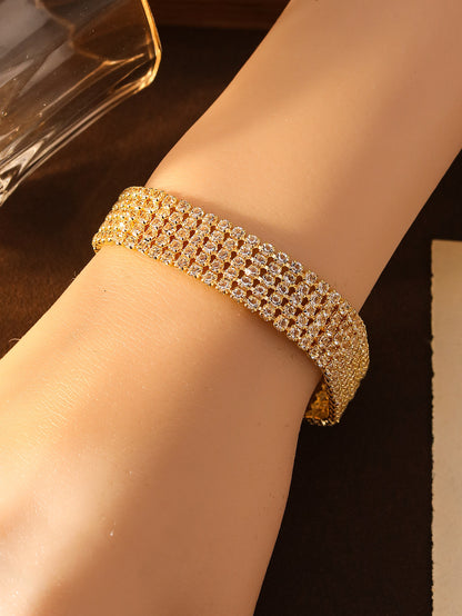 Cross-border Explosive Simple Fashion Rai Diamond Bracelet High-end Korean Style Light Luxury Full Diamond Bracelet European and American Style Personalized Bracelet
