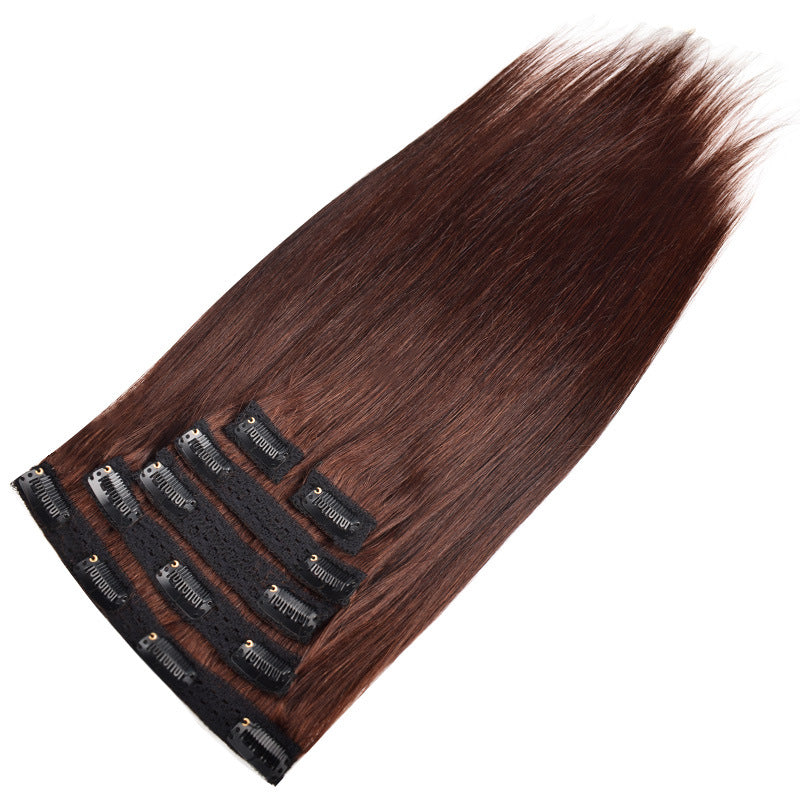 Real Human Hair Lace Clip-In Hair Extensions 6-Piece Set Invisible Hair Extensions Clip in Human Hair Export Wigs