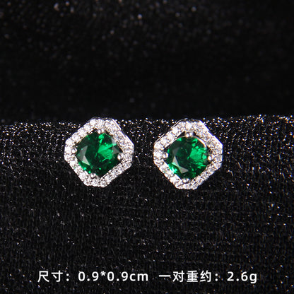 Set of Zircon Cross-Border Aliexpress Crystal Square Diamond Full Diamond Perfume Bottle Necklace Women's Jewelry Earrings Hot Selling Earrings