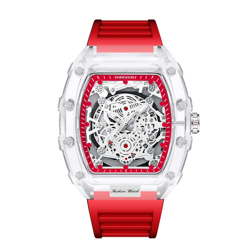 Foreign Trade Cross-Border Watch Personalized Barrel-Shaped Quartz Watch Fashionable Transparent Men's Watch Wholesale Waterproof Watch Watch