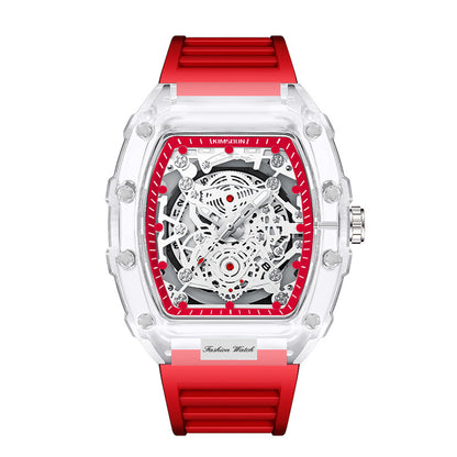 Foreign Trade Cross-Border Watch Personalized Barrel-Shaped Quartz Watch Fashionable Transparent Men's Watch Wholesale Waterproof Watch Watch