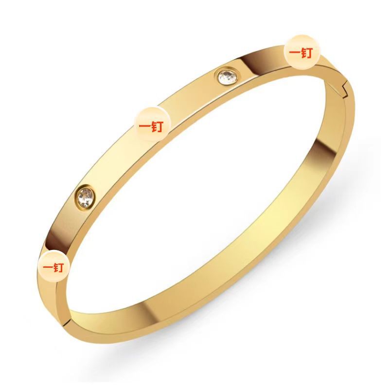 Cross-border Stainless Steel Bracelet Women's High-grade Electroplated Circle Bracelet Diamond Light Luxury Titanium Steel Fashion Jewelry
