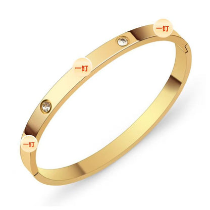 Cross-border Stainless Steel Bracelet Women's High-grade Electroplated Circle Bracelet Diamond Light Luxury Titanium Steel Fashion Jewelry