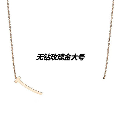 High Version T Home V Gold Smile Smiley Face Necklace Fashion Beautiful Light Luxury Full Diamond Sense Popular Clavicle Chain Gift Female OL