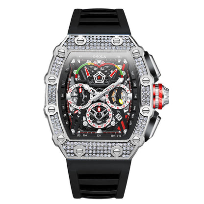 Cross-border new style ONOLA diamond multi-functional fashion waterproof quartz men's watch silicone with watch