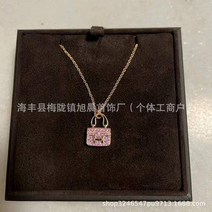 High Version V Gold H Letter Necklace Women's Color-free Enamel Clavicle Chain Light Luxury Rose Gold Pendant for Girlfriends Gift