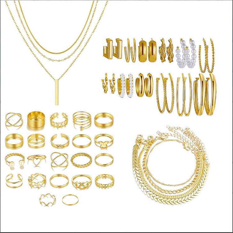 Jewelry Set New Cross-Border Hot European and American Hot Selling Imitation Pearl Alloy Jewelry Set (without Box)