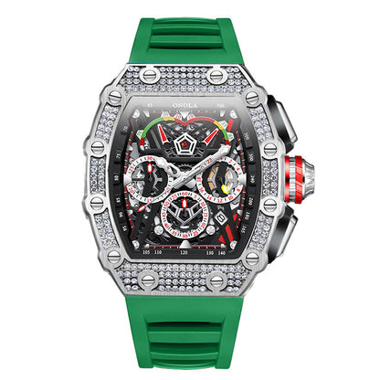 Cross-border new style ONOLA diamond multi-functional fashion waterproof quartz men's watch silicone with watch